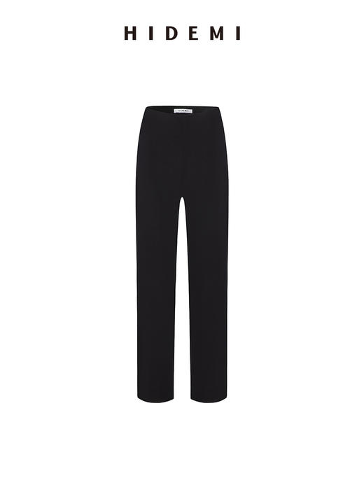 HIDEMI 黑色水洗棉弹力修身拉链裤脚九分裤超显瘦神裤 商品图5