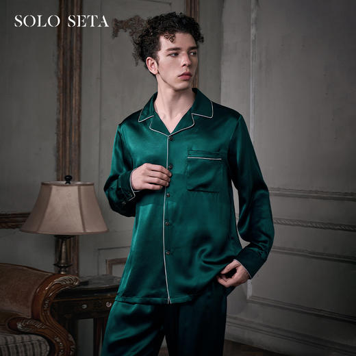 Soloseta22姆米重磅真丝套装男士桑蚕丝睡衣2025秋冬情人节礼物 商品图0