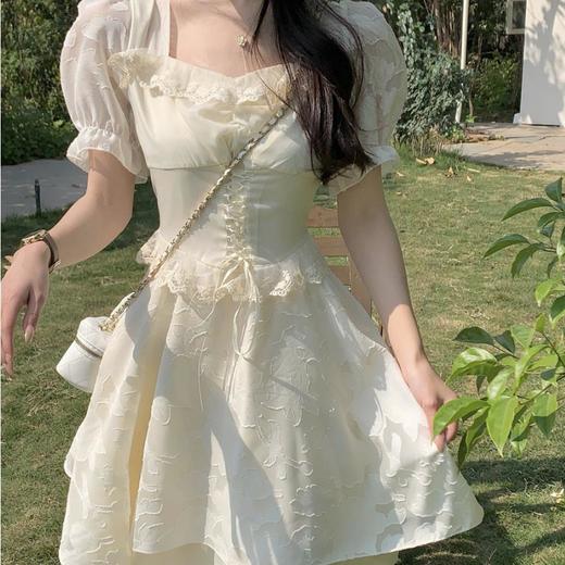 夏季2025新款【法式名媛风 方领短袖连衣裙女】收腰显瘦设计感 时尚洋气公主裙 商品图3