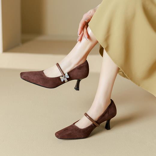 【预售5天】性感简约，纯色浅口羊反皮高跟鞋SY&G2020-1 商品图0