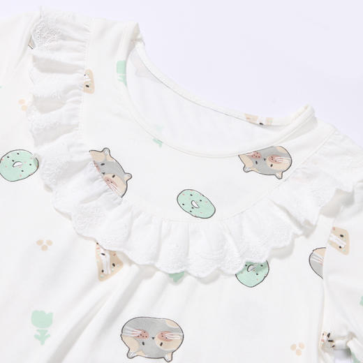 都市丽人眯雅佳生活家居春夏睡衣女童针织人棉家居服薄款中袖长裤童装棉质套装JH42A1 商品图5