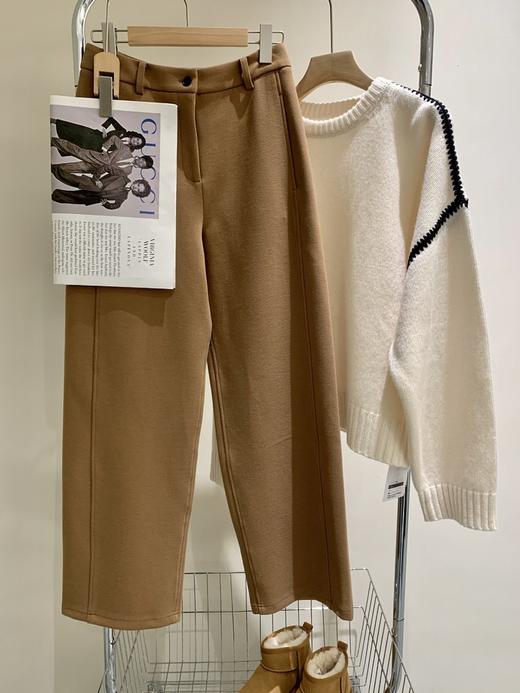 环保种植棉牦牛绒针织直筒裤 面料手感丰满 舒适亲肤 圆弧裤型高腰设计 商品图7