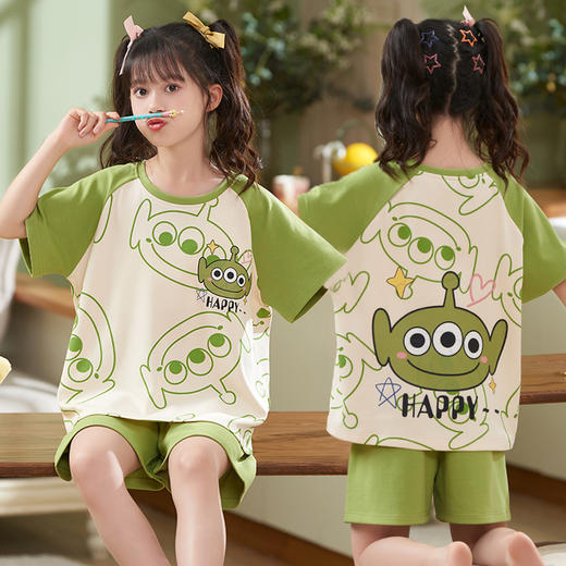 【超可爱！多款可选】2024新款卡通儿童睡衣，女童夏季薄款空调家居服，女孩短袖套装夏款 商品图5