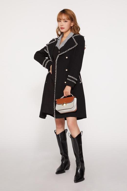 Le Malene 黑白格纹假两件式连衣裙 10029 商品图4