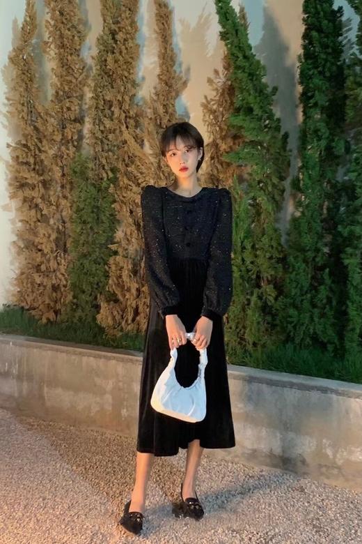 L.Fleuri 绒面灰黑连衣裙 15271 商品图1