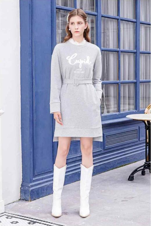 OCHIRLY欧时力 灰色刺绣卫衣连衣裙 10244 商品图1