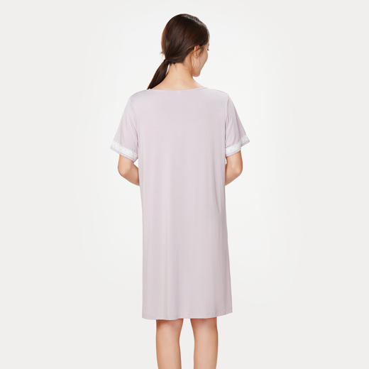 都市丽人好睡好眠春夏睡衣女针织人棉家居服薄款短袖裙女士针织睡裙LH46A1 商品图3