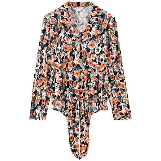 重磅真丝长袖衬衫，印花显瘦针织衫衣翻领桑蚕丝上装WY-FW722 商品图2