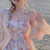 夏新款【大码女装 温柔风碎花吊带裙女】法式雪纺连衣裙 防晒衬衫两件套 商品缩略图7