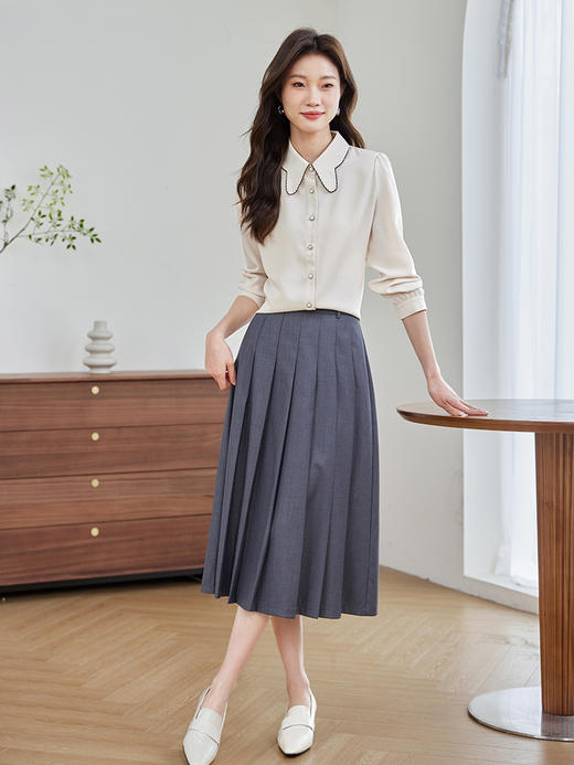 【年终特卖】熙世界学院风翻领衬衫女202年秋日新款法式别致漂亮小衫长袖上衣 商品图4