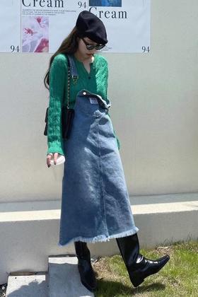 WHO KNOWS 时髦牛仔背带连衣裙 14167