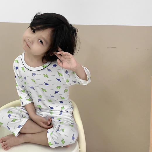 【限量抢，莫代尔升级款更舒适】2024儿童雅赛尔家居服，夏季薄款男童女宝雅赛尔七分袖套装宝宝休闲A类空调服 商品图11