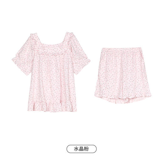 都市丽人亲情蜜语舒适外出春夏睡衣女软绵绵家居服薄款短袖短裤女士套装LH49A3 商品图14