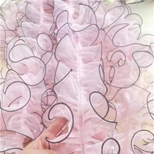 【热卖】芭蕾风花束欧根纱加密褶皱/素边珍珠款/1米/包 商品图5