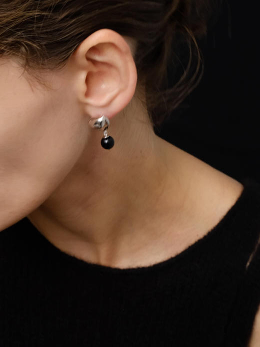 ABOAB｜ONYX FOLDING Earrings [黑玛瑙 耳环 金 / 银 ]【SCULPTING】 商品图3