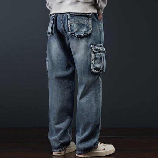 【Q】【新款DYG】大依优型大码工装牛仔裤直筒长裤男舒适休闲简约百搭加肥加大男装潮款 商品图3