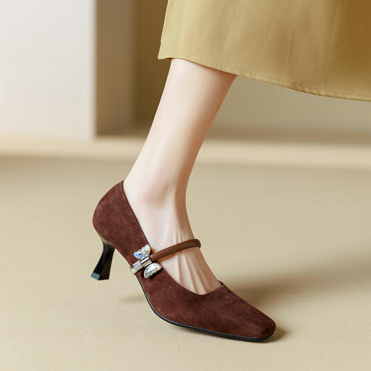 【预售5天】性感简约，纯色浅口羊反皮高跟鞋SY&G2020-1 商品图2