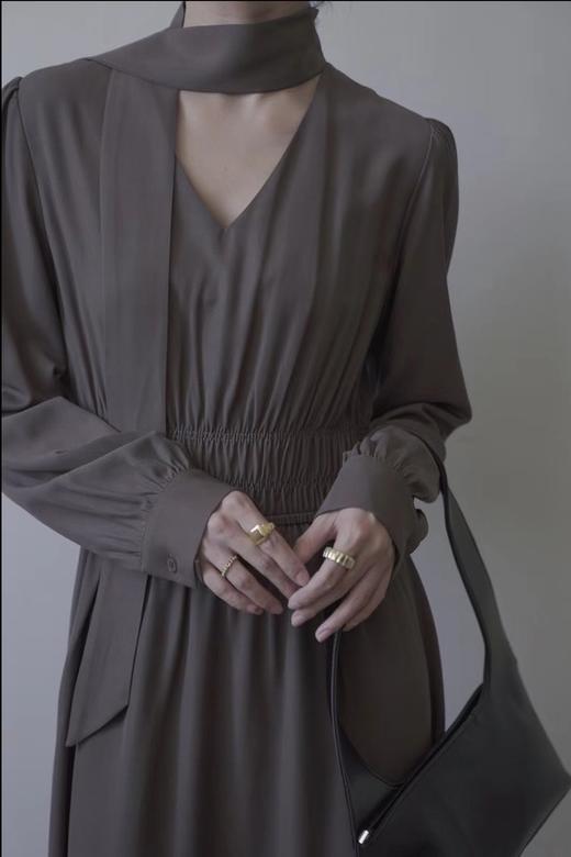 Le Malene 气质法式系带收腰长款连衣裙 17232 商品图2