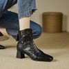 【预售5天】春夏新款，羊皮镂空后拉链粗跟短靴CZ-876 商品缩略图3