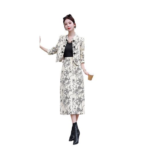春上新中国风套装简洁时尚潮流优雅印花两件套裙HR-WZ23509 商品图4