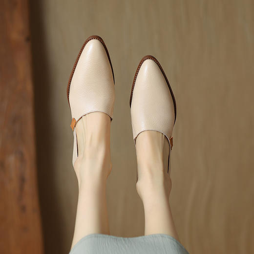 【预售5天】优雅简约，柔软水晶羊皮尖头中跟单鞋DTN&B1087-1 商品图3