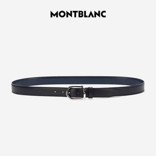 万宝龙 经典系列黑色马蹄形闪亮镀钯针式带扣皮带  MB128756-F . 商品图3