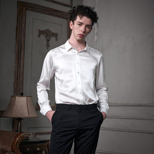 Soloseta25姆米重磅真丝衬衫长袖男2025新款可外穿情人节礼物 商品图1