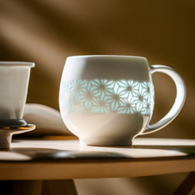 富玉 景德镇陶瓷茶杯个人专用高档女士茶漏杯茶水分离清饮苹果杯