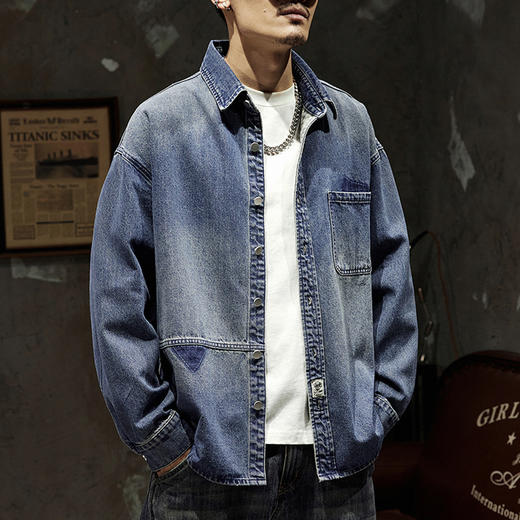 【新款DQ】大依优型大码牛仔外套新款牛仔衣青年百搭上衣潮款加肥加大胖子 商品图1