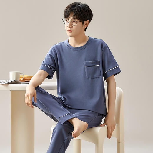 【限时秒杀69元/套】2024新款男士睡衣短袖长裤套装  可外穿休闲家居服套装 商品图3