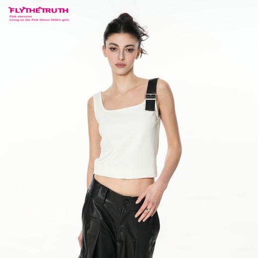 FTT Flythetruth  雪松 金属PU皮带卡扣不对称春季方领背心上衣女 商品图0