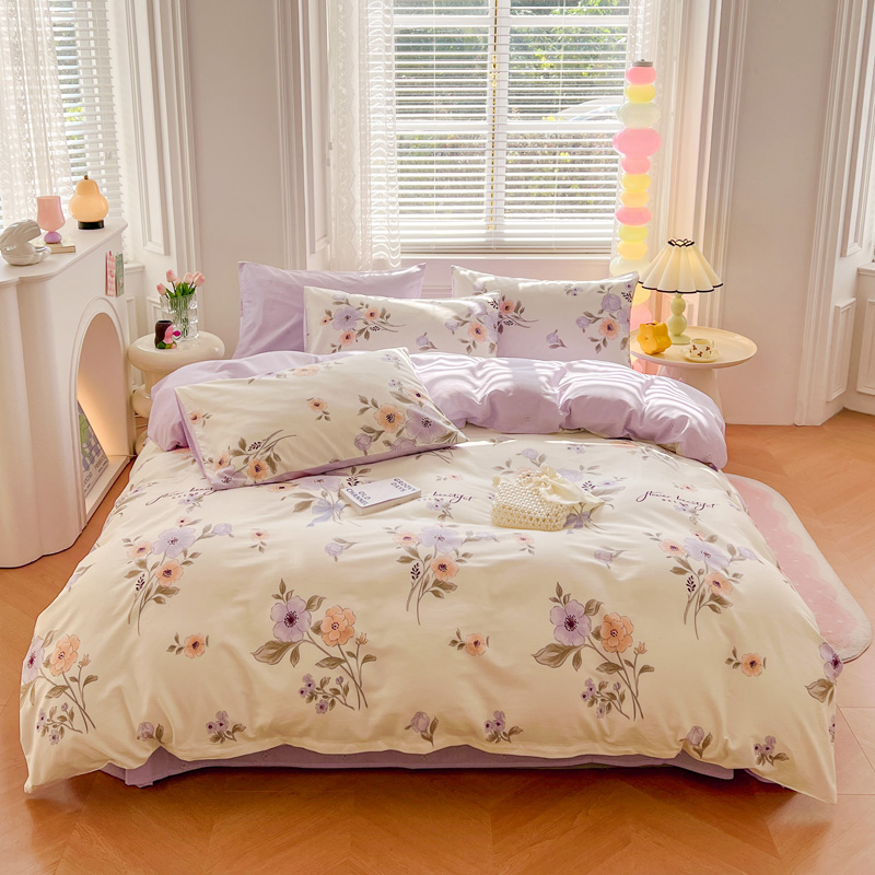 利路米家纺24年新款全棉印花四件套争妍绽放