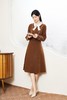 Le Malene 棕色精致气质领结收腰连衣裙 17529 商品缩略图2