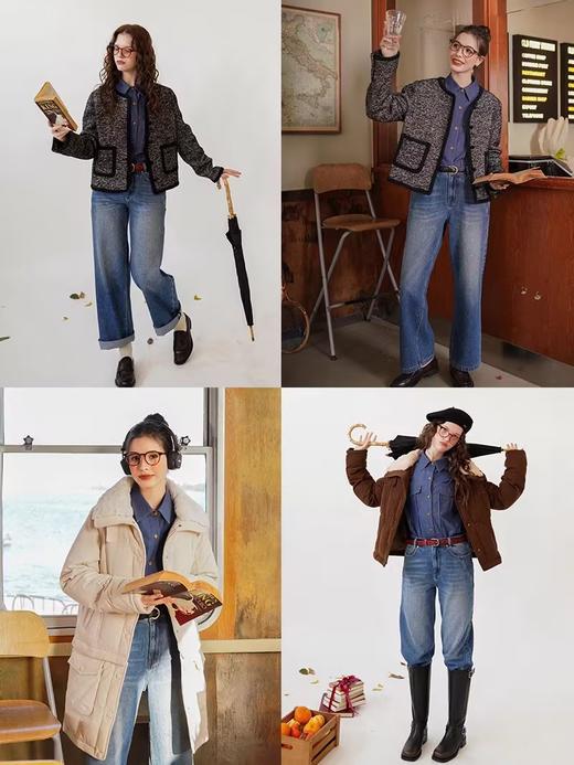 浮生八记/23D256/仿牛仔双压线撞色工装口袋肌理棉衬衫 商品图3