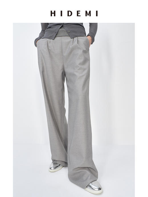 HIDEMI 简约舒适感抽绳收腰压褶休闲西装裤 商品图3