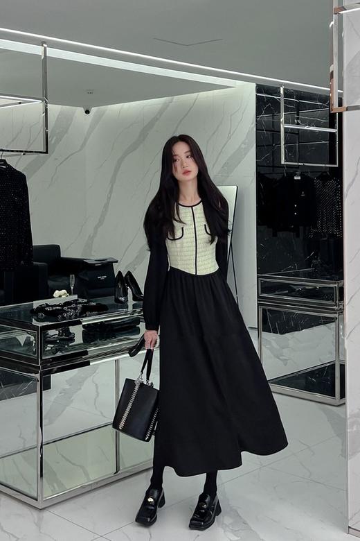 Le Malene 气质甜酷感小香风拼接式连衣裙 17220 商品图0