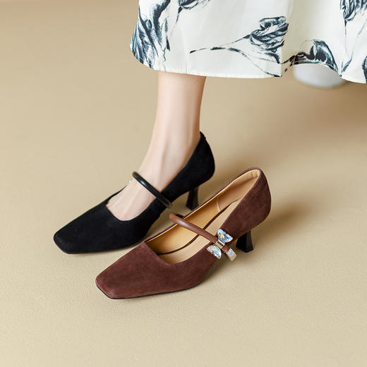 【预售5天】性感简约，纯色浅口羊反皮高跟鞋SY&G2020-1 商品图12