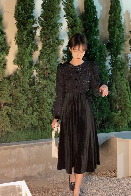 L.Fleuri 绒面灰黑连衣裙 15271 商品图0