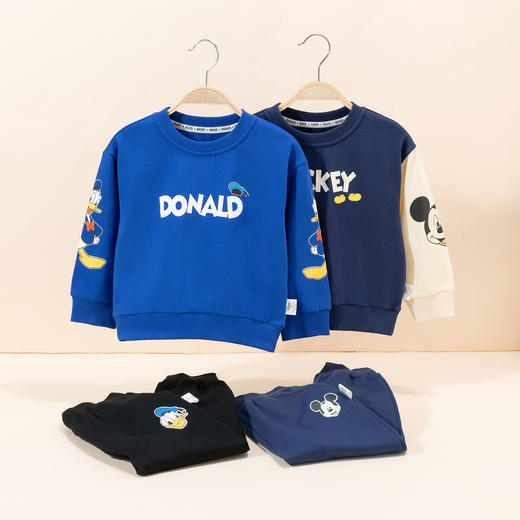 迪士尼米奇撞色袖子24年春季新款男童套装运动休闲卫衣卫裤两件套ZD1DT009 商品图1