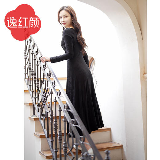 逸红颜『星萧』好温柔的裙子!知性针织提花连衣裙，清雅飘逸!超弹!超显瘦!！ 商品图4