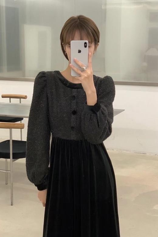 L.Fleuri 绒面灰黑连衣裙 15271 商品图2