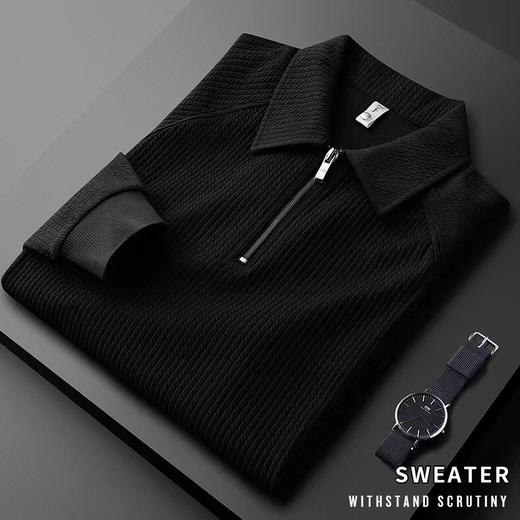 ALBB-HCF轻奢秋季薄款泡泡纱半拉链polo衫男长袖修身休闲保罗休闲t恤男 商品图6