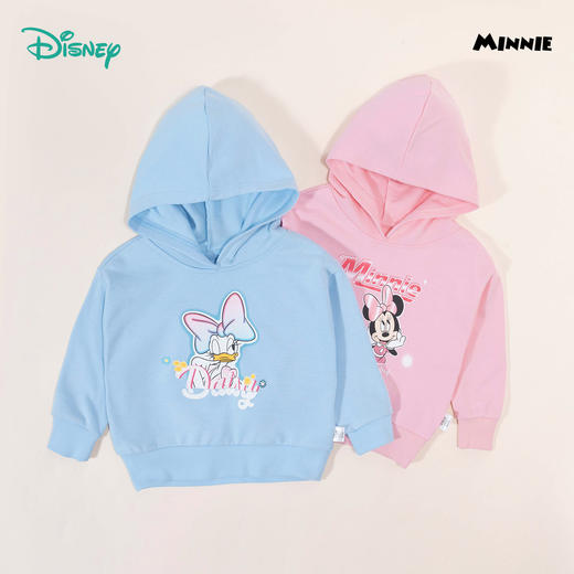 【商城同款】迪士尼2024春季女童连帽卫衣卡通米妮印花上装中小童棉弹卫衣231DS1046 商品图1