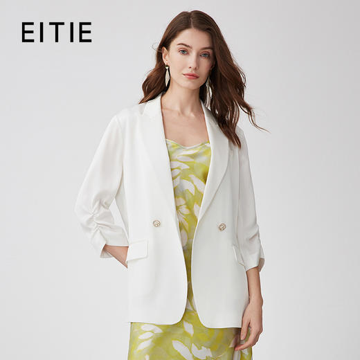 EITIE爱特爱春季新款气质通勤高级白色休闲西装外套A2403309 商品图0