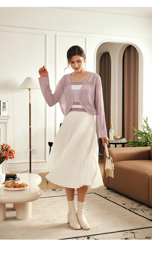 OLrain欧芮儿法式条纹背心针织衫女夏季2023年新款抹胸开衫两件套 商品图12