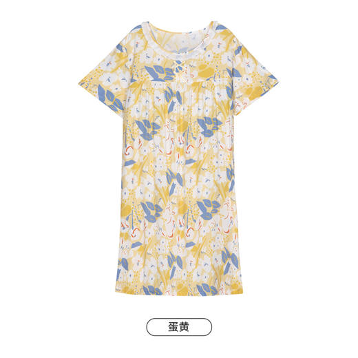都市丽人生活家居春夏睡衣女梭织人棉家居服薄款短袖裙女士梭织棉睡裙LH46D2 商品图10