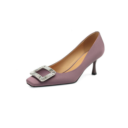 OLD 24-018方头粗跟单鞋中跟复古风法式气质柔软小皮鞋 商品图4