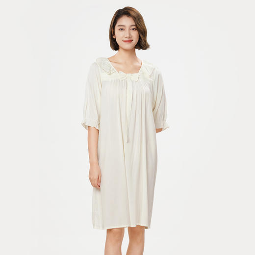 都市丽人生活家居春夏睡衣女RC梭织提条家居服薄款短袖裙女士梭织棉睡裙LH46A2 商品图1