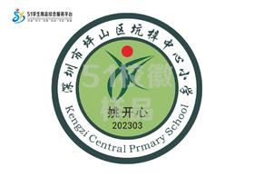 定制深圳市坪山区坑梓中心小学校徽礼服布标姓名贴胸章缝制包邮51