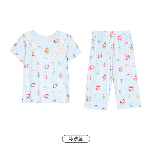 都市丽人眯雅佳生活家居春夏睡衣女童针织人棉家居服薄款中袖长裤童装棉质套装JH42A1 商品图9